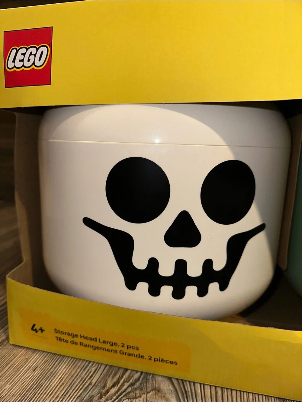 LARGE Lego Halloween Special Edition Storage Head 2 Piece Set Zombie Skeleton